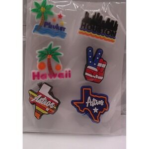 Set of 6 Shoe Charms for Crocs featuring 	Travel 	A3